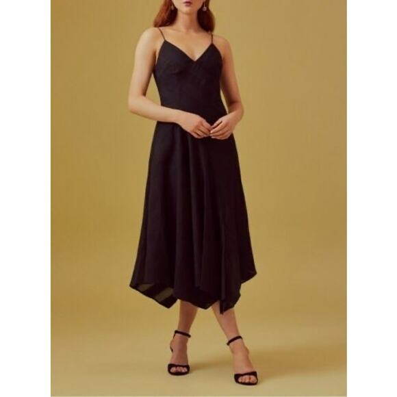 Keepsake the Label Unbroken Midi Dress Black Women Small NWT Handkerchief Hem - Picture 2 of 12